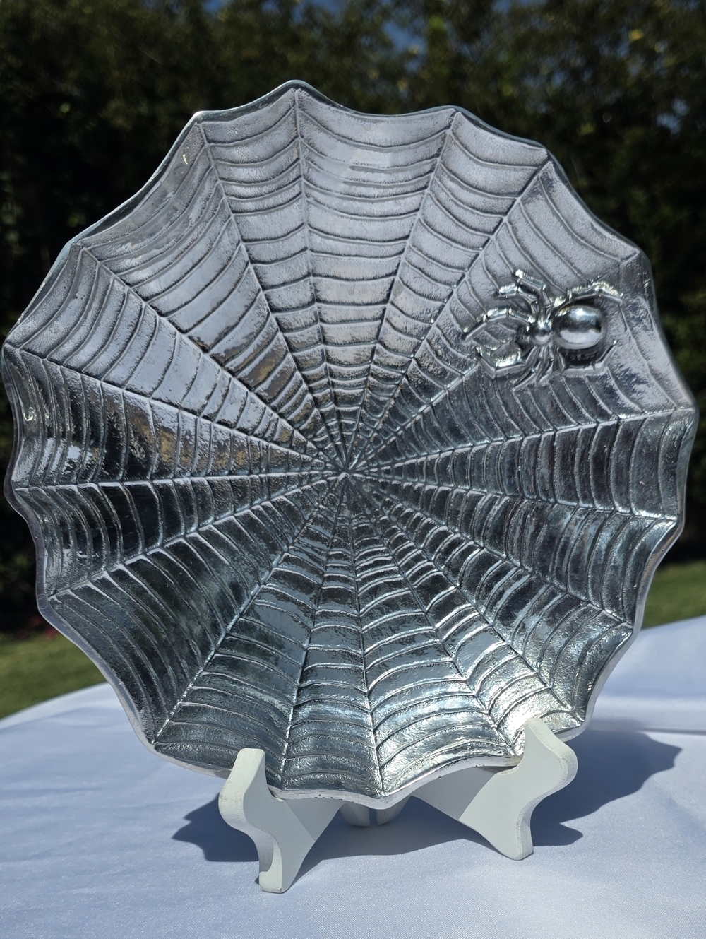 ✨ Rare Mariposa 9” Spider Web Bowl - Metal Halloween Candy Dish ✨